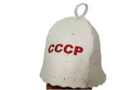 Банная шапка " СССР", с принтом, белая